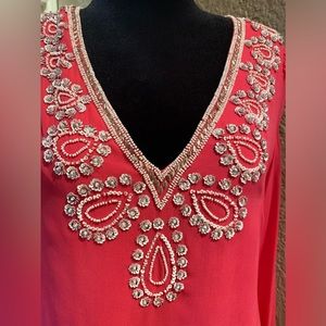 French Connection Silk Beaded long sleeve Dress -Size 12